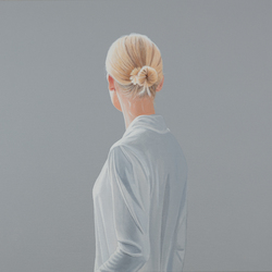 o. T. (bl. Duett vor Grau), Acryl auf Leinwand, 2019, 120 × 120 cm