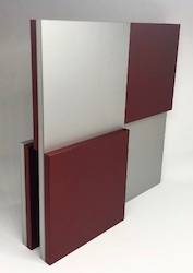 O.T. (red), Aluminium anodised, 2019, 30 × 30 × 6 cm