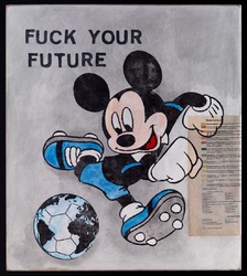 fuck your future, Acryl/Collagen auf MDF, 2022, 48 × 42,5 cm