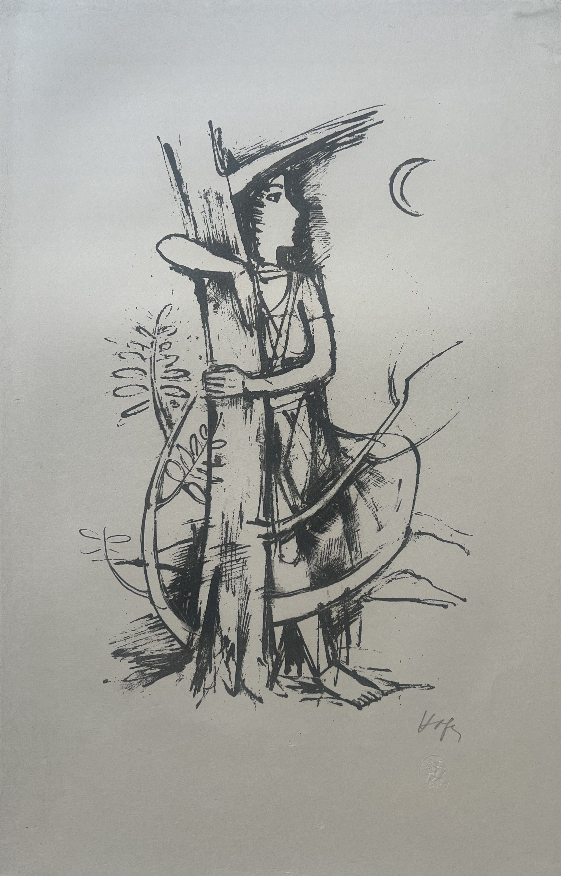 Mädchen, ein Baumstamm umfassend (4. Blatt aus 