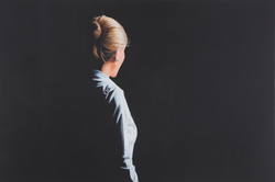 o.T (farb. Silhouette li.), Acryl auf Leinwand, 2016, 80 &times; 120 cm