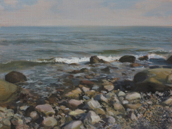 Strand, Brodten, Acryl auf Karton, 2017, 30 &times; 40 cm