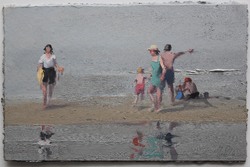 Am Strand, Öl auf Karton, 2016, 18 &times; 28 cm