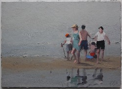 Am Strand, Öl auf Karton, 2016, 20 &times; 28 cm