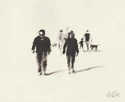 Am Strand, Öl auf Papier, 2016, 14 &times; 19,5 cm