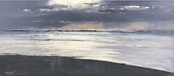 Aufziehender Regen/Weststrand Sylt, Öl auf Leinwand, 2020, 40 &times; 90 cm