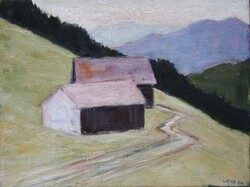 Berghütten, Schwarzenberg, Öl auf Leinwand, 2016, 30 &times; 40 cm