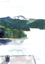 Blick auf den Scharfreiter übers Corinth-Haus (Walchensee)