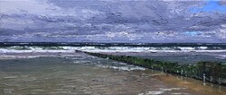 Buhne in Westerland, Öl auf Leinwand, 2020, 30 &times; 70 cm