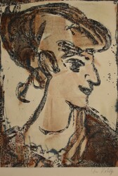 Junge Frau,, Holzschnitt, koloriert, um 1913/25, 33,5 &times; 24 cm