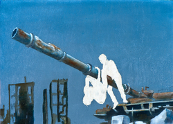 Die Rückeroberung des Paradieses I., Öl auf Schichtholz, 2014, 30 &times; 42 cm