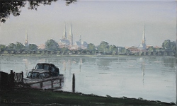 An der Wakenitz, Öl auf Leinwand, 30 &times; 50 cm