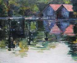 Große Spiegelung, Ambach, Öl auf Leinwand, 2017, 90 &times; 110 cm