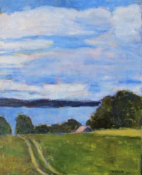 Stürmischer Tag am See, Öl auf Leinwand, 2019, 50 &times; 40 cm