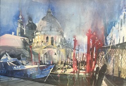 San Maria Salute mit blauem Boot, Venedig