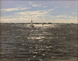 Ostsee im Gegenlicht, Öl auf Leinwand, 24 &times; 30 cm