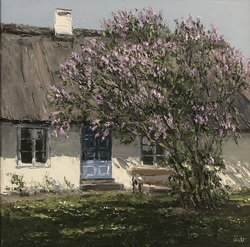 Kate mit Flieder, Öl auf Leinwand, 40 &times; 40 cm