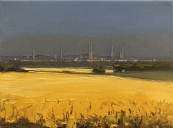 Lübeck mit Raps, Öl auf Leinwand, 18 &times; 24 cm