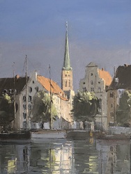Jakobikirche/Morgenlicht, Öl auf Leinwand, 40 &times; 30 cm