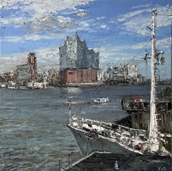 Elbphilharmonie, Öl auf Leinwand, 2025, 50 &times; 50 cm