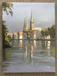 St. Marien und St. Petri, Öl auf Leinwand, 40 &times; 30 cm