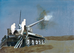 Irgendwo ist immer Krieg I./14, Öl auf Schichtholz, 2014, 30 &times; 42 cm
