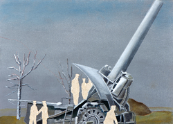 Irgendwo ist immer Krieg II./14, Öl auf Schichtholz, 2014, 30 &times; 42 cm