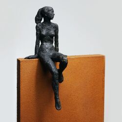 Tafelbild L VIII., Bronze, Rostkubus, 2021, 70,5 &times; 14,5 &times; 7 cm