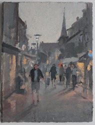 Neustadt - gegen Abend, Öl auf Karton/Leinwand, 2016, 24 &times; 18 cm