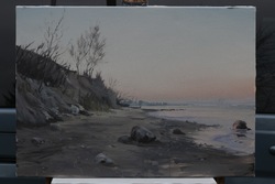 Niendorf, Herbstabend, Öl auf Leinwand, 2016, 50 &times; 70 cm