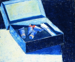 Schachtel mit Farbtuben, Öl auf Leinwand, 2007, 110 &times; 130 cm