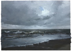 Strand, bewölkt, Öl auf Leinwand, 2016, 130 &times; 180 cm
