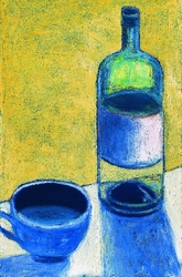 Tasse und Flasche, Öl auf Leinwand, 2007, 55 &times; 36 cm