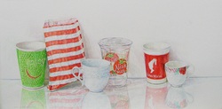 nasch mich, Meinl, Acryl auf Papier, 2018, 30 &times; 60 cm