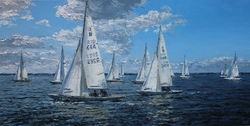 Drachen-Regatta, Öl auf Leinwand, 50 &times; 100 cm