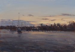 Abend in Kloster, Öl auf Hartfaser, 2008, 25 &times; 36 cm