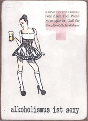 alkoholismus ist sexy, Acryl/Collagen auf MDF, 2015, 16 &times; 22 cm