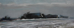 Anna-Sophien-Hof im Winter, Öl auf Leinwand, 2012, 14 &times; 35 cm