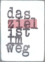 das ziel ist im weg, Acryl/Collagen auf MDF, 2014, 16 &times; 22 cm
