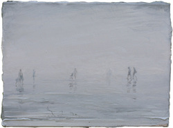 Figuren im Nebel, Öl auf Leinwand, 2014, 30 &times; 40 cm