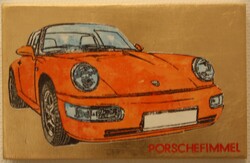 goldorangefimmel, Acryl/Blattgold/Lack auf Holz, 2016, 23,5 &times; 37 cm