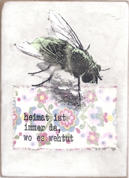 heimat ist immer da, wo es wehtut, Acryl/Collagen auf MDF, 2012, 22 &times; 16 cm