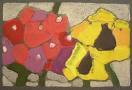 Phlox und Rudbeckia, Linolschnitt, 2007, 10,5 &times; 16 cm