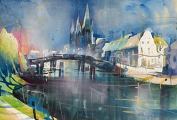 Malerwinkel - Lübeck, Aquarell, 2009, 52 &times; 76 cm