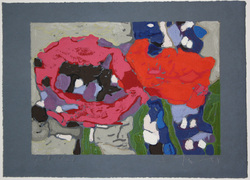 Mohn rot hell/dunkel, Linolschnitt, 2008, 21 &times; 30 cm