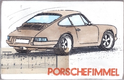 porschefimmel (braun), Acryl/Collagen auf MDF, 2016, 15,5 &times; 24 cm