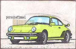 porschefimmel (hellgrün), Acryl/Collagen auf MDF, 2016, 15,5 &times; 24 cm