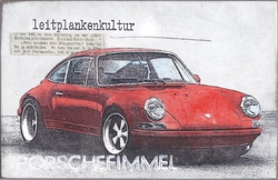 porschefimmel (leitplankenkultur), Acryl/Collagen auf MDF, 2016, 15,5 &times; 24 cm