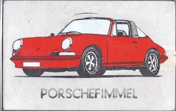 porschefimmel rot, Acryl/Collagen auf MDF, 2017, 15,5 &times; 24 cm