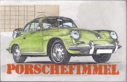 porschefimmel (grün), Acryl/Collagen auf MDF, 2016, 15,5 &times; 24 cm